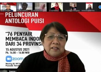 onferensi pers terkait buku antologi puisi 76 penyair membaca Indonesia
