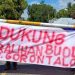 Salah satu spanduk aspirasi warga Buol yang ingin bergabung dengan Provinsi Gorontalo. (Sumber: FB Effendydpatande).