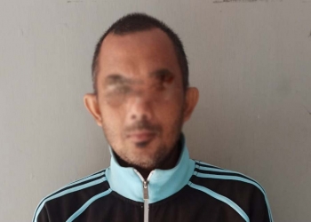 M (40) saat diamankan oleh Pihak Satuan Reserse Narkoba Polres Gorontalo. (Foto istimewa)