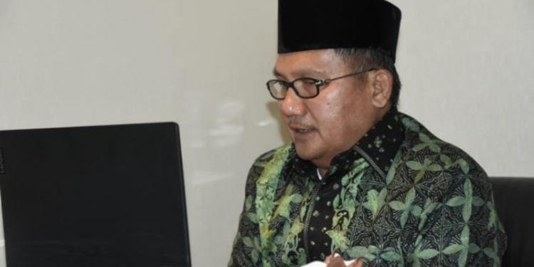 Wali Kota Gorontalo, Marten saat memberikan sambutan di Rapat Forkopimda Provinsi Gorontalo yang dilaksanakan secara virtual, Senin (13/9/2021). Foto (Diskominfo Kota Gorontalo