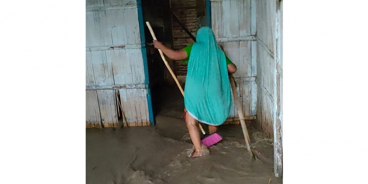 Banjir yan menerjang tiga desa di Kecamatan Bulawa, Bone Bolango, akibat hujan deras, Kamis (16/7/2021). (istimewa)