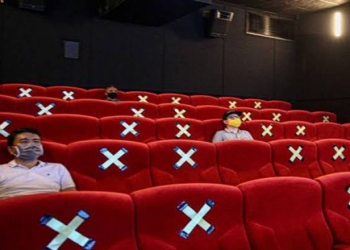 Penerapan protokol kesehatan dalam bioskop. Istimewa