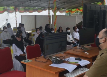 Suasana pelaksanaan CASN di Kantor UPT BKN Kabupaten Gorontalo sebelum ujian dimulai, Senin (20/9/2021), (Foto: Putra/Gopos)