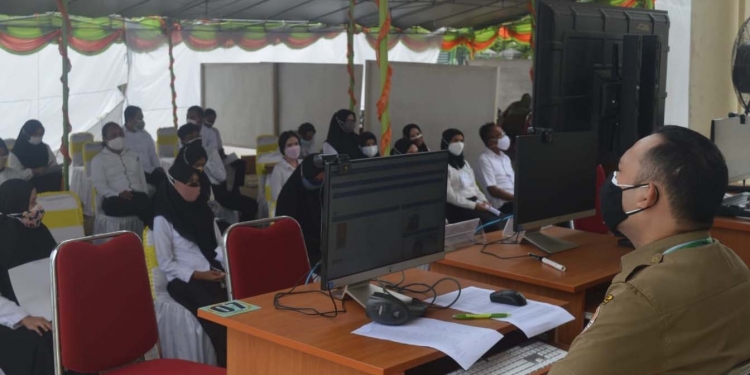 Suasana pelaksanaan CASN di Kantor UPT BKN Kabupaten Gorontalo sebelum ujian dimulai, Senin (20/9/2021), (Foto: Putra/Gopos)