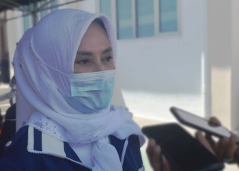 Anggota Komisi 2 DPRD Provinsi Gorontalo, Indriani Dunda, ditemui di sela-sela pelaksanaan vaksinasi di Kejaksaan Tinggi Gorontalo, Selasa (21/9/2021) (Foto: Putra/Gopos)