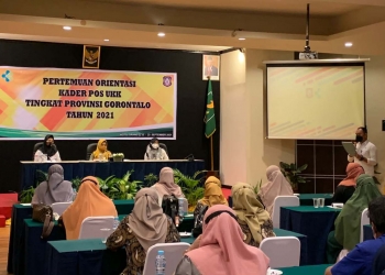 Pertemuan Orientasi Kader Pos Upaya Kesehatan Kerja (UKK) Tingkat Provinsi Gorontalo Tahun 2021 di Hotel GrandQ, Kota Gorontalo, Rabu (22/9/2021). (Foto Istimewa)