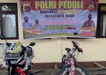 Doorprize yang disediakan oleh Polsek Kota Barat bagi peserta vaksinasi Covid-19. (Foto Istimewa).