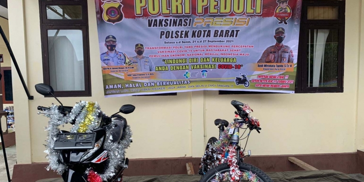 Doorprize yang disediakan oleh Polsek Kota Barat bagi peserta vaksinasi Covid-19. (Foto Istimewa).