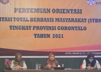 Pertemuan orientasi STBM Tahun 2021, oleh Dinas Kesehatan Provinsi Gorontalo yang diikuti oleh seluruh perwakilan Dinas Kesehatan se kabupaten/kota, di Hotel Grand Q, Kota Gorontalo, Rabu (15/9/2021). (Foto: Putra/Gopos)