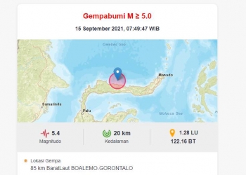 Gempa Boalemo. foto BMKG
