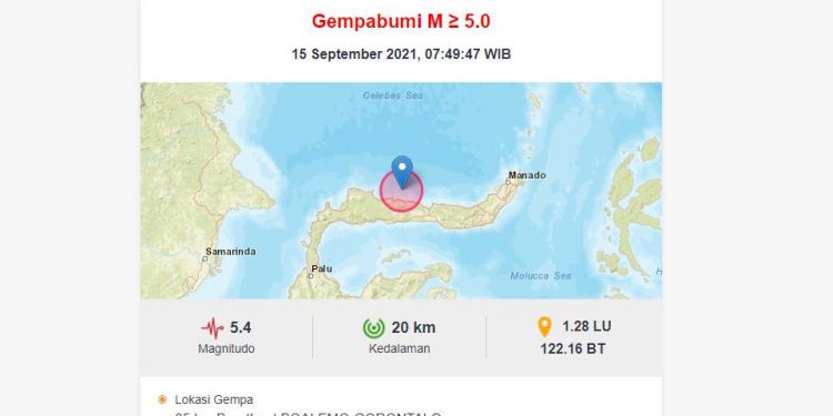 Gempa Boalemo. foto BMKG