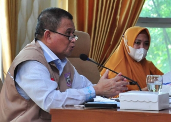 Suasana rapat persiapan keikutsertaan Provinsi Gorontalo pada Virtual Advisory Mission dalam Geopark Indonesia Summit 2021 yang dipimpin oleh Wagub Idris Rahim di Ruangan Huyula Gubernuran Gorontalo, Kamis (21/10/2021). (Foto: Haris)