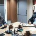 Ketua Forkasi sekaligus Kepala Dinas Kominfo Kabupaten Gorontalo, Haris Suparto Tome saat mengadakan pertemuan bersama Deputi VII Bidang Koordinasi, Informasi dan Aparatur Kementerian Polhukam RI, Marsekal Muda TNI AU Arif Mustofa di Ruang Gatot Kaca, Deputi VII Bidang Koordinasi, Informasi dan Aparatur Kemenko Polhukam RI, Jakarta Pusat, Senin (19/10/2021). (Kominfo Kabupaten Gorontalo)
