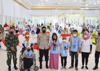 Layanan dukungan Psikososial yang dilaksanakan Biro SDM Polda Gorontalo untuk anak-anak terdampak Covid-19 dan anak-anak berkebutuhan khusus, Selasa (2/11/2021). (Humas Polda Gorontalo)