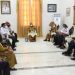 Gubernur Rusli Habibie saat memimpin rapat terbatas bersama bersama Sekdaprov Darda Daraba, Dinas Perhubungan, kepala BPBD, petugas satgas covid-19, Senin (15/11/2021) (foto: salma/hms)