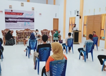 Pembukaan program pelatihan penanganan bencana pada pengabdian Senat mahasiswa Fakultas Teknik UNG di Desa Molintogupo, Kecamatan Suwawa Selatan, Kabupaten Bone Bolango, Sabtu (18/9/20210) (istimewa)