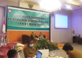 Pelaksanaan kegiatan Pertemuan koordinasi Pelayanan Kesehatan Bergerak (PKB) Tahun 2021 di Hotel Grand Q, Kota Gorontalo, Senin (13/12/2021). (Foto: Putra/Gopos)