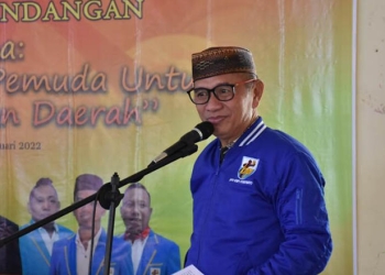 Bupati Pohuwato, Saipul Mbuinga, membuka pelaksanaan Muscam KNPI Kecamatan Randangan, Ahad (9/1/2022).