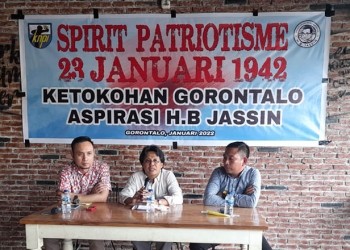 Diskusi bertajuk Spirit Patriotisme 23 Januari 1942 Ketokohan Gorontalo Aspirasi H.B Jassin, yang diselenggarakan KNPI Provinsi Gorontalo, Senin (17/1/2022). (andi/gopos)