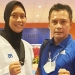 Atlet Taekwondo Provinsi Gorontalo, Silvana Lamanda (Kiri) bersama Binpres TI Provinsi Gorontalo, Januar Budiman Lahay (Kanan). (Foto: Istimewa)