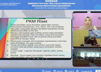 Jurusan Keperawatan UNG  memberikan pembekalan kepada mahasiswa salah satunya dengan melaksanakan webinar tips dan trik lolos pendanaan PKM, Selasa (11/1/2022). (istimewa)
