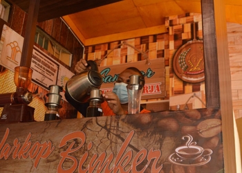 Soft openning Warung Kopi. Warga binaan Lembaga Pemasyarakatan Kelas II  Gorontalo, Jumat (11/2/2022). Foto : Humas Lapas.