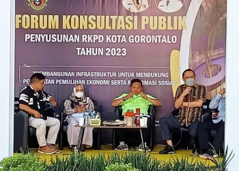 Forum Konsultasi publik penyusunan Rancangan Kerja Pemerintah Daerah (RKPD) Kota Gorontalo tahun 2023, Sabtu (5/2/2022). Foto : Sari/ gopos