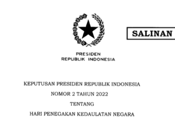 Screenshoot Keppres Nomor 2 Tahun 2022 tentang Hari Penegakkan Kedaulatan Negara (sumber: setkab.go.id)