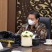 Menko Airlangga Hartarto saat ratas Evaluasi PPKM, secara virtual, Senin (14/2/2022). (dok. Kementerian)