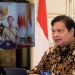 Menteri Koordinator Bidang Perekonomian Airlangga Hartarto saat menyampaikan sambutannya secara virtual pada Rakornas BNPB, Rabu (19/2/2022). (dok. ekon.go.id)