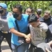 Puluhan warga Desa Wadas, Kecamatan Bener, Kabupaten Purworejo saat diamankan aparat. [Instagram @wadas_melawan]