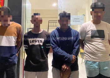 Empat pemuda diamankan Polres Gorontalo Kota dalam penertiban aksi balap liar di bundaran Hulonthalo Indah, Kamis (3/3/2022). (Humas Polres Gorontalo Kota)