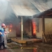 Petugas pemadam kebakaran memadamkan kobaran api dalam peristiwa kebarakan di Desa Pentadu Timur, Kecamatan Tilamuta, Kabupaten Boalemo, Selasa (1/3/2022). (Istimewa)