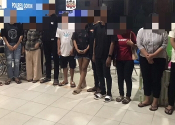 Sebanyak 10 pasang muda-mudi terpaksa digelandang ke markas Polres Gorontalo Kota lantaran kedapatan berdua-duaan di kamar penginapan. (Dok. Humas Polres Gorontalo Kota)