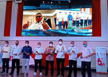 Launching Pembiayaan Kredit Udaha Rakyat (KUR) Kluster Bohusamiz Batibo, dan Bohusami Basoma dengan Pola Kemitraan Kepada 1000 Pelaku Usaha Mikro Kecil dan Menengah (UMKM) Kota Gorontalo, di Banthayo Yiladia Kota Gorontalo, Rabu (30/3/2022). Foto : Sari/gopos
