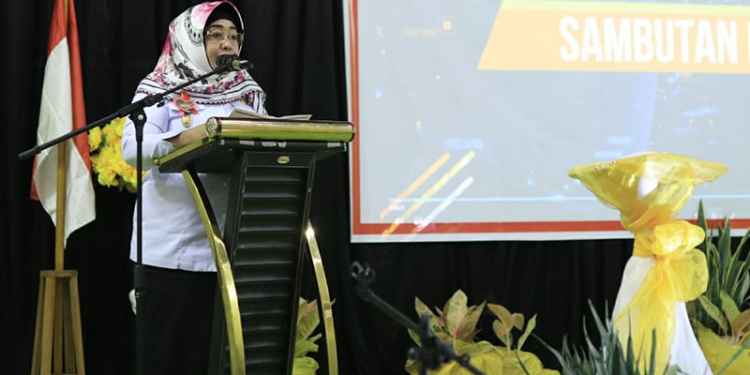 Wakil Bupati Pohuwato, Suharsi Igirisa, memberikan sambutan pada kegiatan DRPPA di Gedung Panua Kantor Bupati Pohuwato, Rabu 23/03/2022 (Istimewa)