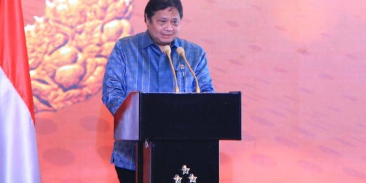 Menteri Koordinator Bidang Perekonomian Airlangga Hartarto saat memberikan arahan dalam Rapat Pimpinan Polri tahun 2020 di Jakarta, Rabu (2/03). (Foto: Sumber ekon.go.id)