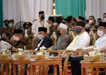 acara Puncak Hari Lahir Nahdlatul Ulama (Harlah NU) ke-99 Wilayah Barat Indonesia yang dipusatkan di Jakabaring Sport City, Kota Palembang pada Jumat (4/03), Menteri Koordinator Bidang Perekonomian Airlangga Hartarto pada saat memberikan sambutan mengapresiasi dipilihnya Kota Palembang sebagai pusat Harlah NU ke-99 Wilayah Barat Indonesia