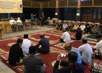 Suasana halal bihalal Pemerintah Provinsi Gorontalo di Vila Kencana Boliohuto, Kabupaten Boalemo, Minggu (27/3/2022). (Foto: Salman)
