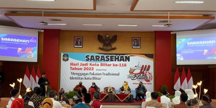 Sarasehan Sambut Hari Jadi Kota Blitar ke-116 di Balai Kota Kusumo Wicitro, Kota Blitar, Selasa (1/3/2022). (Foto: ma'ruf/gopos)
