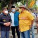 Wali Kota Gorontalo, Marten Taha (Kanan) Ketua DPRD Kota Gorontalo, Hardi Sidiki (Tengah) Gubernur Gorontalo, Rusli Habibie (kiri) saat pencanangan pekerjaan jalan Aryo katili eks Jl Andalas, Kota Gorontalo, Sabtu (16/4/2022). Foto : Sari/gopos