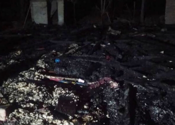 Kondisi rumah milik Karim Lamasai, dan Ranto Bunta, warga Desa Huyula, Kecamatan Randangan, Pohuwato tinggal puing-puing.