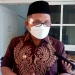 Wali Kota Gorontalo, Marten Taha, Usai mengikuti rapat evaluasi serapan dana PEN di Aula Kantor Wali Kota Gorontalo, Kamis (7/4/2022). Foto : Sari/gopos