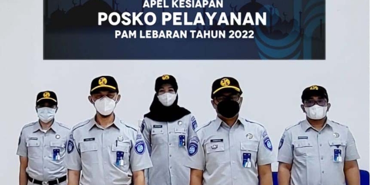 Apel kesiapan posko pelayanan PAM lebaran tahun 2022, Senin (25/4/2022). (Foto istimewa)