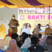 Gubernur Gorontalo Rusli Habibie saat memberikan sambutan pada Bakti Sosial NKRI Peduli di Lapangan Tolongio, Kecamatan Anggrek, Kabupaten Gorontalo Utara, selasa (26/4/2022). Pada kesempatan ini Gubernur Rusli juga menyerahkan bantuan bibit durian pada petani milenial. (Foto: Salman)