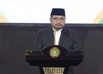Menteri Agama Yaqut Cholil Qoumas dalam peringatan Nuzulul Quran di Jakarta, Selasa (19/4/2022). [Kementerian Agama]