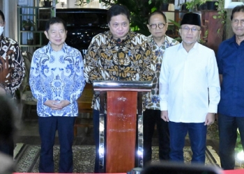 Pertemuan antara tiga ketua umum partai politik, Golkar, PAN dan PPP, Kamis (12/05/2022) di Menteng, Jakarta Pusat.
