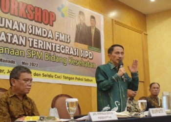 Bupati Nelson Pomalingo Saat Membuka workshop penyusunan anggara melalui aplikasi Financial Management Information System (FMIS) Bidang Kesehatan. Foto: Kominfo