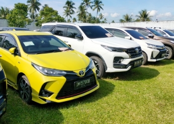 Puluhan mobil sitaan hasil investasi ilegal forex kini tersimpan di Rumah Penyimpanan Bendan Sitaan Negara (Rupbasan) Kelas I Gorontalo. (Foto: Putra/Gopos)