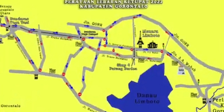 Skema lalulintas dimulai dari perlimaan Telaga menuju arah Limboto hingga bundaran patung Habibie. Tak hanya arah Limboto, skema Lalulintas ini juga dilakukan di arah jalan Batudaa hingga ke Bongomeme.